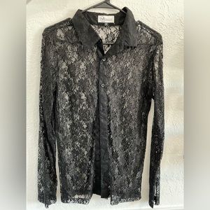 Maor Luz Black Lace Button Shirt